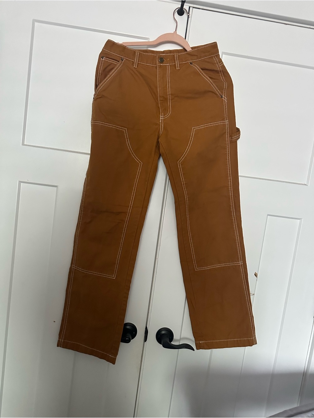 BDG Brown Cargo Workwear Pants with Contrast Stitching
